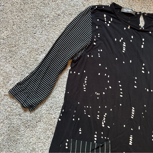 Alembika black and white dress striped sleeves pockets - Picture 4 of 6